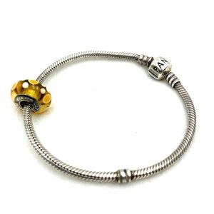 Pandora Silver Bracelet with Yellow Charm